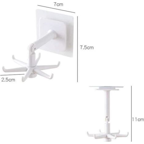 Crochet De Cuisine - Rotatif 360° - Pliable - 6 Griffes - Lot De 4 (1/4)