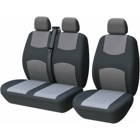 LaBlanc - Coprisedile universale per auto, coprisedile per furgone, coprisedili anteriori per conducente e passeggero singolo e doppio 2+1, nero e grigio