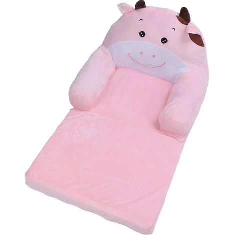 Canapé pliable pour enfants, motif vache rose, doux et confortable, idéal pour garçons et filles, avec 2 couches. (1/5)