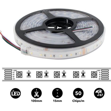 Ruban LED étanche RGBWW - 19W/m - 24V - 60 LED/M - IP67 - 5m (1/5)