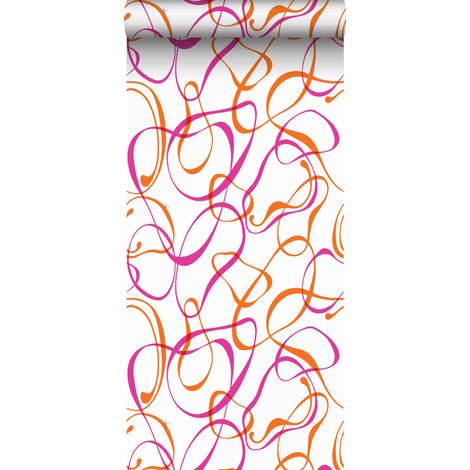 papier peint cercles graphiques orange et rose - Sanders & Sanders (1/4)