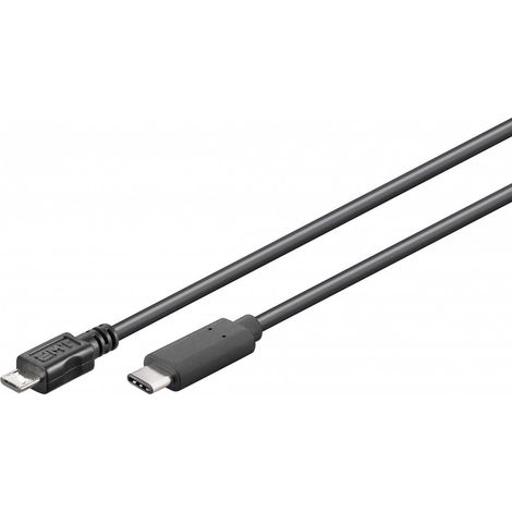 Cavo USB 2.0 da USB-C™ a Micro-B 2.0, nero, Spina USB 2.0 micro (tipo B)  Spina USB-C™. Lunghezza del Cavo 1 m (1/4)