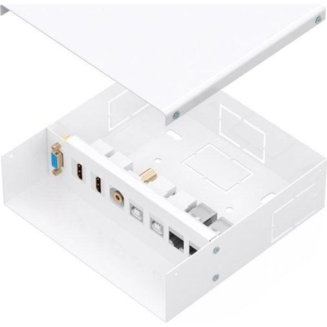 AISENS Caja de Conexiones VGA+Jack 3.5+2xHDMI+2xUSB-B+2xRJ45 Cat.6A STP, Blanco