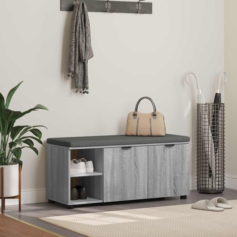 Flurbank mit Kissen mit Regal Graues Sonoma 100 x 38 x 46 cm
