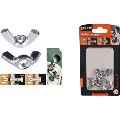 Kaela - Set 9 Pezzi Dadi Di Serraggio Dado Con Alette Filettatura M8 Fissaggio 93329 - (1/2)