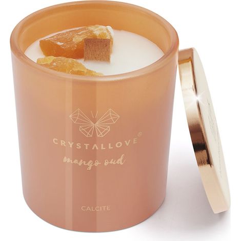 Vela de soja CRYSTALLOVE con calcita, mango y oud (400 g) - Edición limitada (1/5)