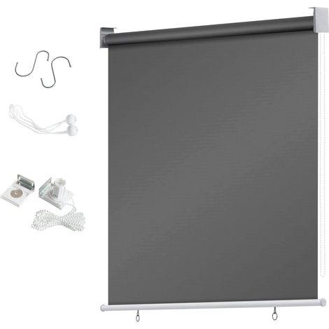 Randaco Senkrechtmarkise 100x240 cm Balkonrollo Dunkelgrau UV Schutz Sonnenschutz Sichtschutz wasserdicht wetterfest Balkon Terrasse