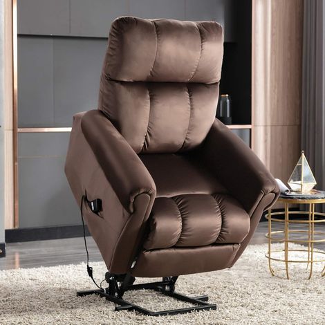 Power Lift Reclining Armchair for Seniors - Sturdy and Secure - Reclining Mechanism - Sofa - Lounge Chair with Padded Design - Gift for Mom and Dad (Brown) (1/5)
