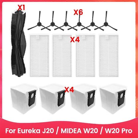 15 Ersatzteile für die Saugroboter Eureka J20 / Midea W20 / W20 Pro: Hauptseitenbürste, HEPA-Filter