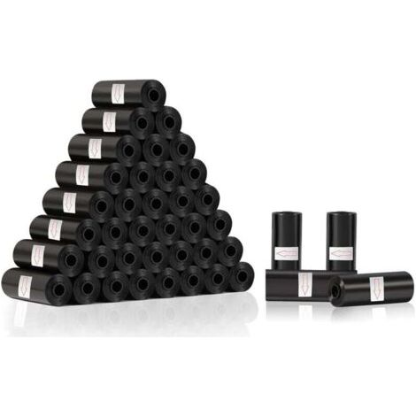 600 Pièces Sac a Crottes Chien, Noir Sac a Caca pour Chien, Solides et Anti-fuite Sacs à Déjection Animale (40 Rouleaux, 15 par Rouleau)