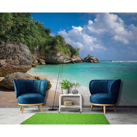 Fototapete Strand Ozean Landschaft, für Wohnzimmer und Schlafzimmer, 150 x 105 cm – Komplettset inkl. Kleister & Anleitung (1/5)