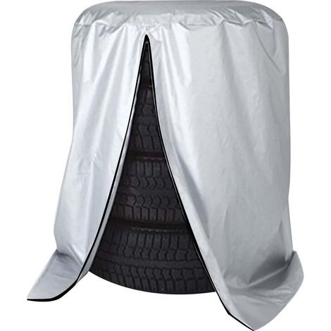 Universal Tyre Cover for 4, Tire Covers - Waterproof Tyre Storage Bags - Seasonal Tyre Cover - Holds 4 Tyres, Dust Proof Tyre Bag, Diameter 75 cm x Height 115 cm (Silver) (1/4)