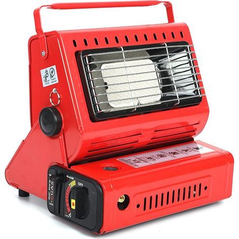 Chauffage à gaz portatif 1,3 kW – Pour camping et extérieur – Matériau acier résistant – Consommation 90 g/h – Compact 25 x 25 x 20 cm (1/5)