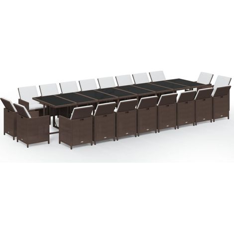 Maison Exclusive - 21-tlg. Garten-Essgruppe mit Kissen Poly Ratta