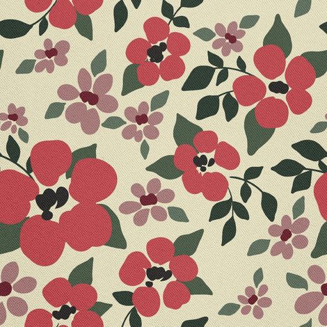 Outdoor dekostoffe oxford - Motiv Blumen auf hellem Hintergrund I DX736 (1/5)