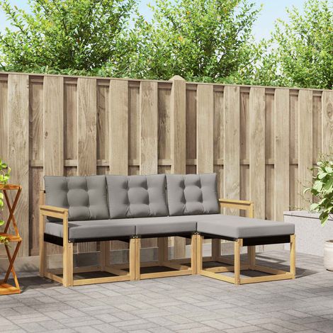 vidaXL Set di divani da esterno 4 pz Bianco e Grigio Chiaro