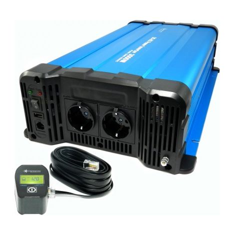 Spannungswandler FS3000DR 12V zu 230V 3000 Watt reiner Sinus BLAU Fernbedienung optional Mit Kabelfernbedienung CRD80 (1/5)