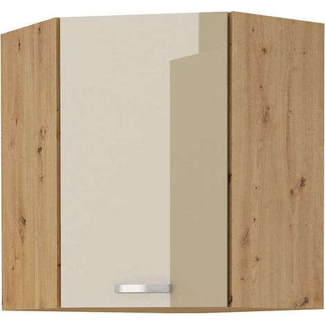 Eckhängeschrank 60x60 Eiche Artisan Cappuccino Hochglanz Küchenzeile Küchenblock