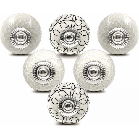 Bouton de Meuble Porcelaine Poignee Commode Ceramique Boutons de Porte Vintage pour Placard Tiroir (6 Pièces) (1/5)
