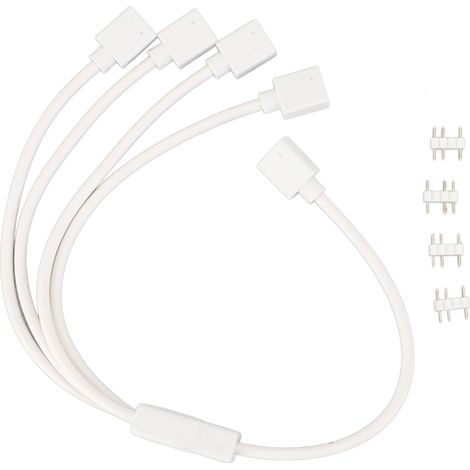 Câble répartiteur ARGB 1 à 4 femelles 5 V, extension RVB 3 broches pour châssis d'ordinateur, refroidisseur de processeur et ventilateur blanc (1/5)