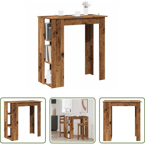 Étagère -  Table de bar avec étagère vieux bois bois d'ingénierie (1/5)