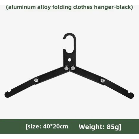Cintre pliable en alliage d'aluminium (noir) pour la maison, le camping et les voyages. Outil EDC portable et pliable. (1/4)