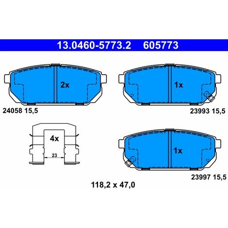 Kit de plaquettes de frein, frein à disque ATE 13.0460-5773.2 KIA 58302-3ED00