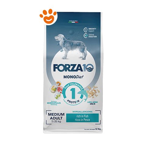 Forza10 Dog Monodiet Medium Adult al Pesce  - Forza10 Dog Monodiet Medium Adult al Pesce - Sacco Da 12 Kg