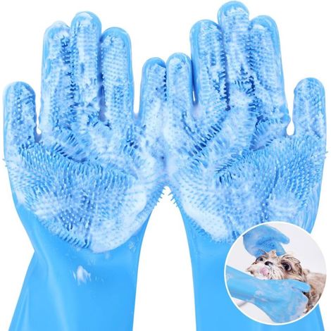 Tierpflegehandschuhe, Silikon-Badehandschuhe für Hunde mit verbessertem Fünf-Finger-Design, Bade- und Massagehandschuhe für Hunde und Katzen (1/4)