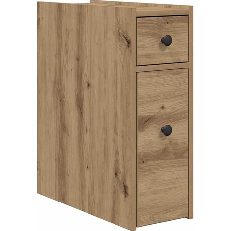 Maison Exclusive - Mobile da Bagno Stretto con Ruote Rovere Artigianale Truciolato