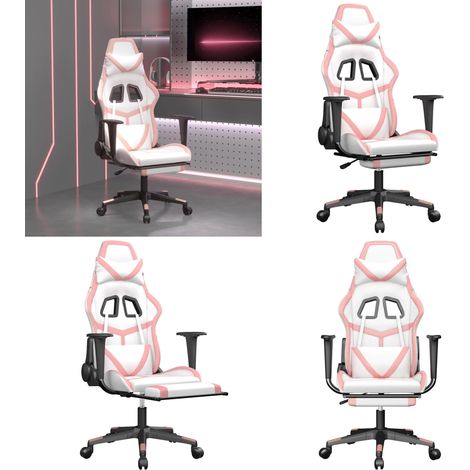 Gaming-Stuhl mit Massage & Fußstütze Weiß & Rosa Kunstleder - Gaming-Stuhl - Gamer Chair - Schreibtischstuhl - Bürostühle - Ergonomischer Stuhl - Home & Living (1/5)