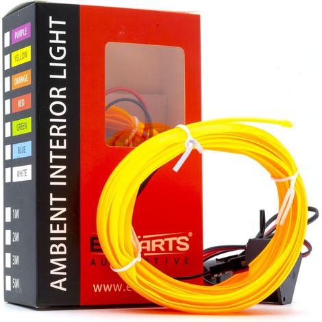 Guida luminosa a LED per auto, luce ambientale 12 V, ambra, 5 metri (1/4)