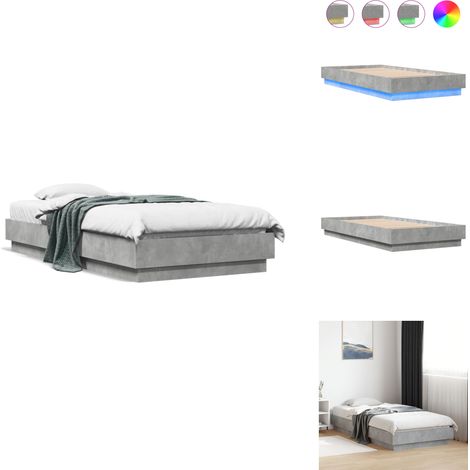 Cadre de lit sans matelas avec lumières LED gris béton 75x190cm - Cadre De Lit - Lit Avec Led - Luminaire De Lit - Éclairage De Chambre - Sommier (1/5)