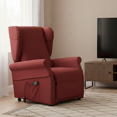 Butaca Treia, Sillón Desenfundable, Reclinable Made in Italy, Brazos, 75x84x107h cm Rojo Burdeos (1/5)