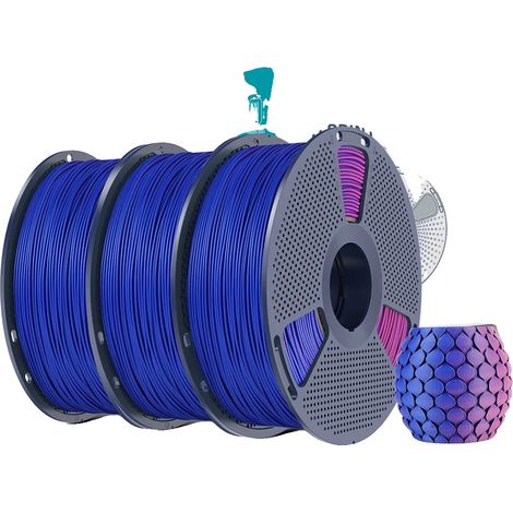 Filamento per stampante 3D, sfumatura bicolore, finitura opaca, rosso e blu (1/2)