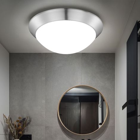 Plafoniera lampada da soffitto design lampada da soggiorno opale satinata rotonda, metallo plastica, 1x LED 12 watt 960 lumen bianco caldo, DxH 26x10 cm