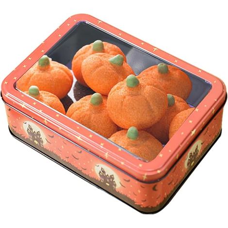 CCYKXA 18,6 x 13,3 x 6,7 cm generische Halloween-Keksdose  Leere Dosenbox  Rechteckiger Metall-Organizer, leere rechteckige Dose zur festlichen Aufbewahrung (1/5)