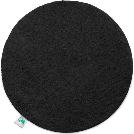 Floordirekt – Tapis de bain rond Sky 95 cm – Polyester microfibre doux – Antidérapant latex – Lavable en machine 40°C – Adapté aux chauffages par le sol