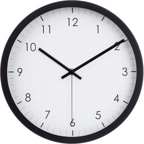Round Wall Clock, 30.5 cm, Easy to Read, Silent, Battery Operated, Black (1/5)