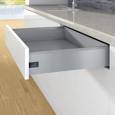 Hettich – Coulisse pour tiroir 126 mm – Longueur 450 mm – Système de coulisse à glissière – Vendu à l'unité – Pour bois dur