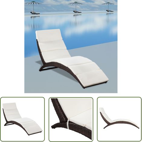 The Living Store Klappbare Sonnenliege mit Auflage Poly Rattan Braun - Sonnenliege - Gartenmöbel - Rattan Möbel - Outdoor Lounge - Poolside Furniture (1/5)