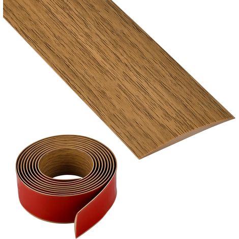 Bande de transition autocollante en vinyle pour sol stratifié, barre de seuil de porte en PVC pour joindre les espaces de sol, transition de seuil de moquette, chêne jaune, 4 cm × 3 m (1/5)