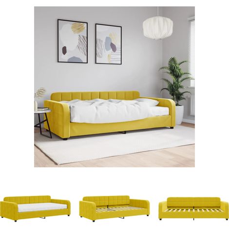 The Living Store Tagesbett mit Matratze Gelb 100x200 cm Samt - Betten & Bettgestelle (1/5)