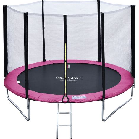 Premium-Paket Trampolin 180cm wendbar rosa / grau CAIRNS + Netz, Leiter, Abdeckplane und Verankerungsset