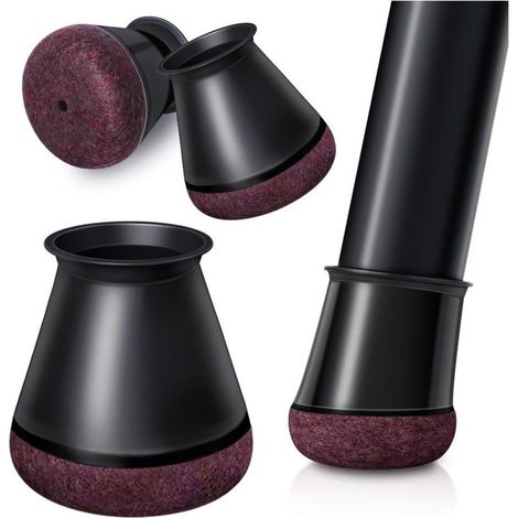 24pcs Protection Pied de Chaise, Noir pour Embouts de Pieds de Chaise, protecteurs de Sol en Silicone, Patins en Feutre pour chaises, Reduire Le Bruit éviter Les Rayures(Petit Noir) (1/4)