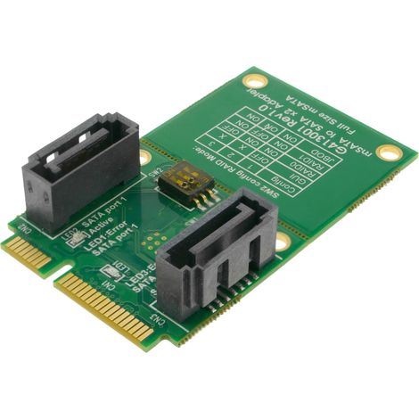 BeMatik - Carte adaptateur SSD mSATA à SATA 2 x 7 broches (1/4)