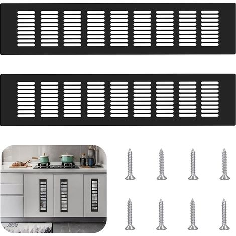 Aluminium Ventilation Grille Black 80 mm x 400 mm Rectangular Ventilation Grills with Black Screw Aluminium Alloy Ventilation (1/5)