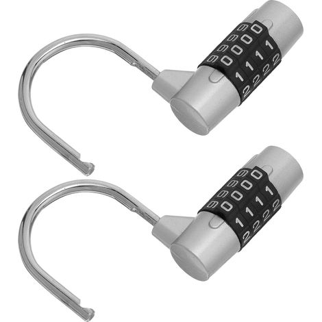 Lot de 2 Cadenas à Combinaison 4 Chiffres sans Clé Cadenas Portable en Alliage Métallique Argenté pour Casiers Valises Bagages de Voyage et Armoires de Sport (1/5)