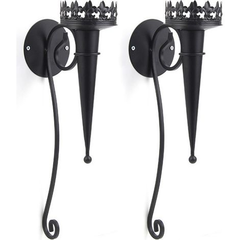 Candelabros de 2 piezas para velas pequeñas, portavelas de pared para velas cilíndricas, candelabros colgantes para decoración, color negro. (1/5)