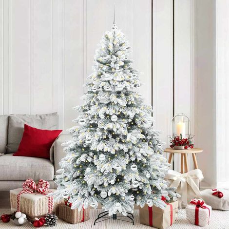 Künstlicher Weihnachtsbaum mit 300 LEDs Weiß 180 cm PE und PVC